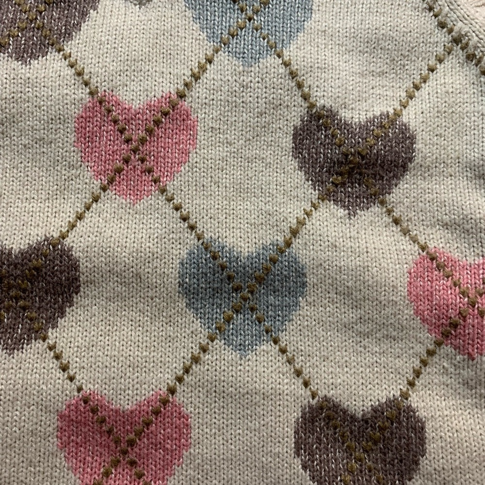 Vintage Y2K beige argyle heart Charlotte Russe fitted sweater vest sz M - Picture 4 of 9